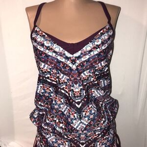 Athleta Women's Multicolor Marrakech Side Scrunch Tankini Swim Top Size 34B/C